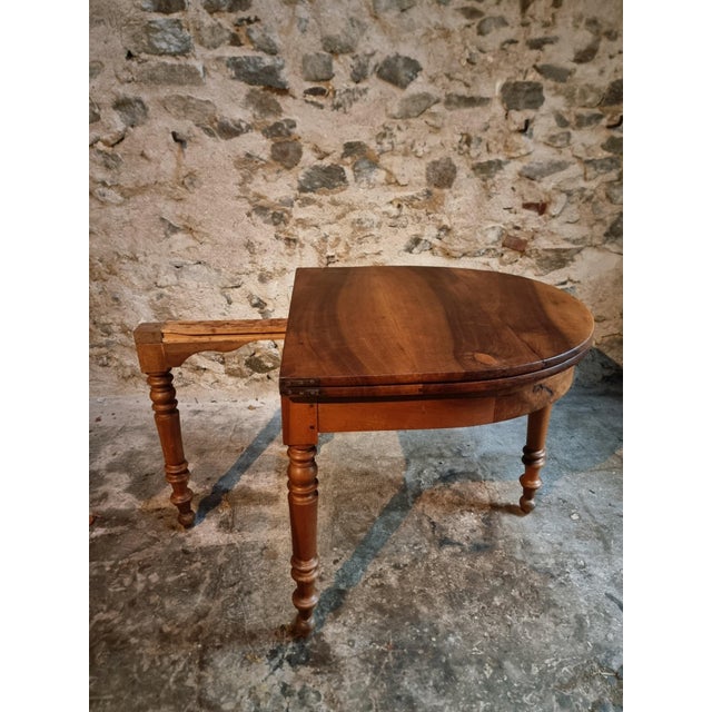 Antique Folding Demi-Lune Dining Table in Walnut, 1890s For Sale - Image 4 of 18