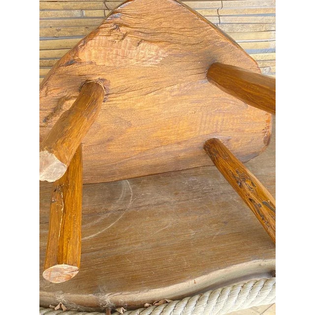 Brutalist Wood Footstool, France, 1950s For Sale - Image 6 of 9