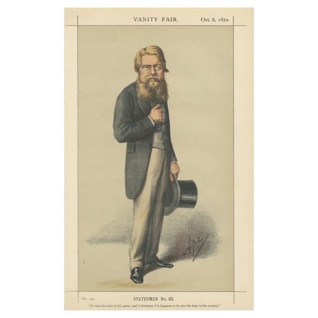 Vanity Fair, Victorian Bearded Statesman No. 65, 1870, Chromolithograph on Paper For Sale - Image 10 of 10