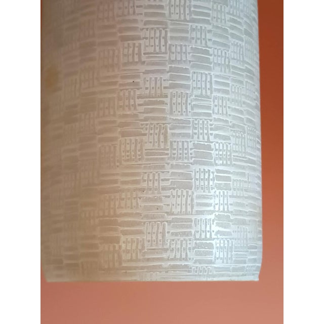 Metal Large Vintage Glass Cylinder Pendant Light, 1950s For Sale - Image 7 of 12