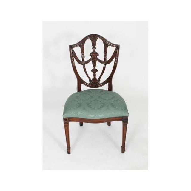 Vintage Flame Mahogany Dining Table and Shield Back Chairs, Set of 11 For Sale - Image 13 of 18