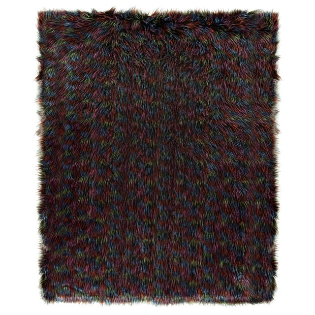 Hand-Knotted Vintage Tulu Shag RUg in Black, Purple, Multicolor High Pile For Sale In New York - Image 6 of 6