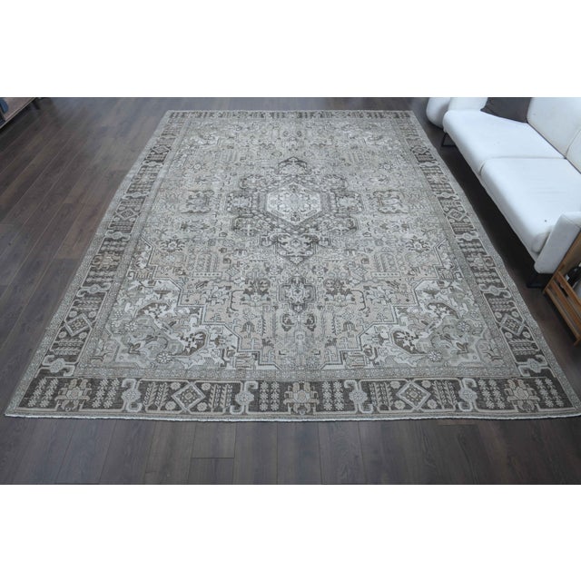 Persian 1970s Vintage Persian Handmade Wool Cotton Brown Area Rug For Sale - Image 3 of 11