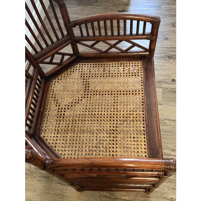 Wood 1970s Brighton Pavilion Style Bamboo Rattan Cane Armchair For Sale - Image 7 of 7