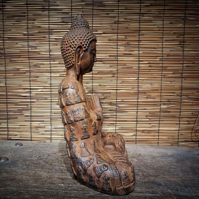 Late 20th Century Big Size Old Praying Buddha Statue From China Original Buddhas For Sale - Image 4 of 8