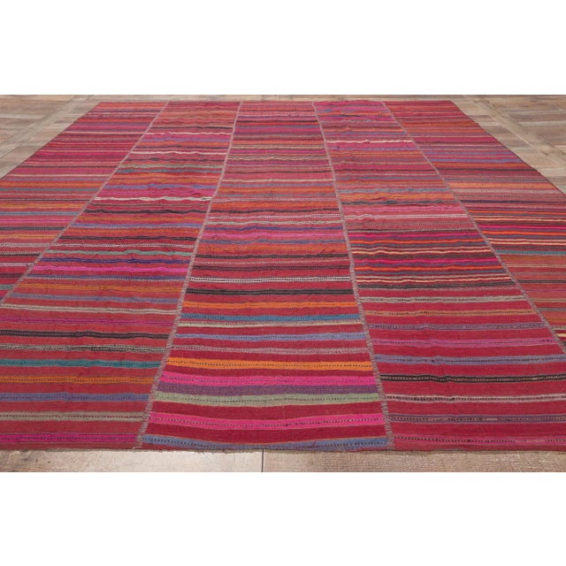 Red Rustic Vintage Turkish Striped Kilim Rug - 07'03 X 11'00 For Sale - Image 8 of 10