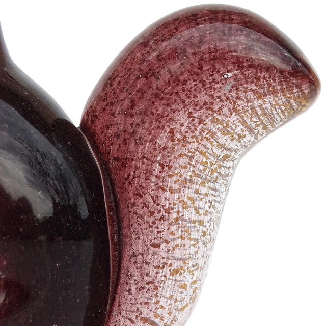 Gold Vintage Seguso Murano Dark Amethyst Gold Flecks Italian Art Glass Squirrel Figurine Paperweight For Sale - Image 8 of 9