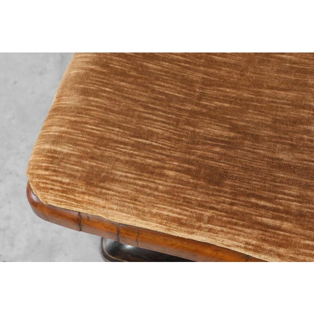 Art Deco Walnut Stool with Fabric, Italy, 1920s For Sale - Image 9 of 11