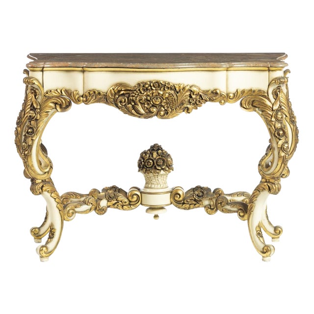Portuguese Credenza with Pink Marble Top, 19th Century For Sale