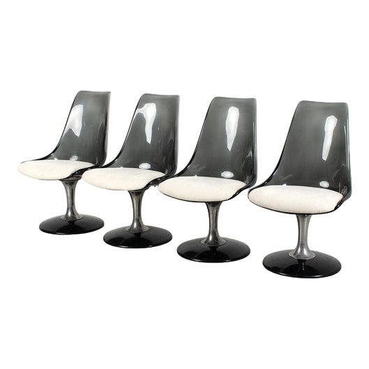 Acrylic Tulip Chairs by Chromcraft, Set of 4 For Sale