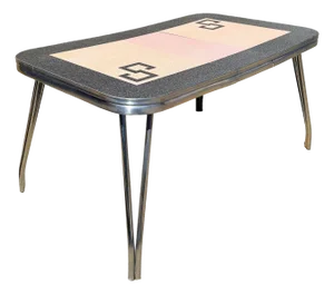 1950s Mid-Century Pink & Black Formica & Polished Chrome Kitchennette Dining Table