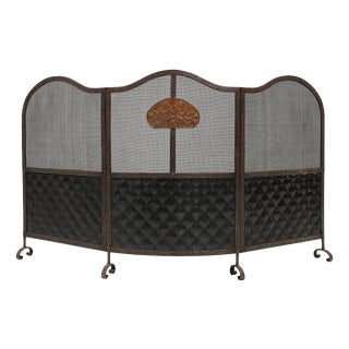 French Art Deco Fireplace Screen in Wrought Iron, 1890s For Sale