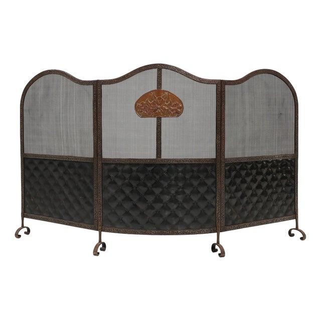 French Art Deco Fireplace Screen in Wrought Iron, 1890s For Sale