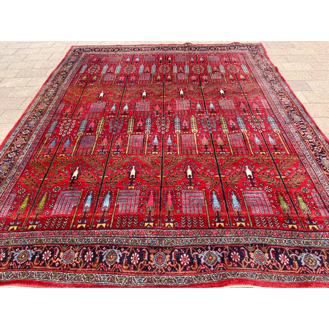 Antique Persian Bijar Halvayi Carpet, Forest Design For Sale - Image 11 of 12