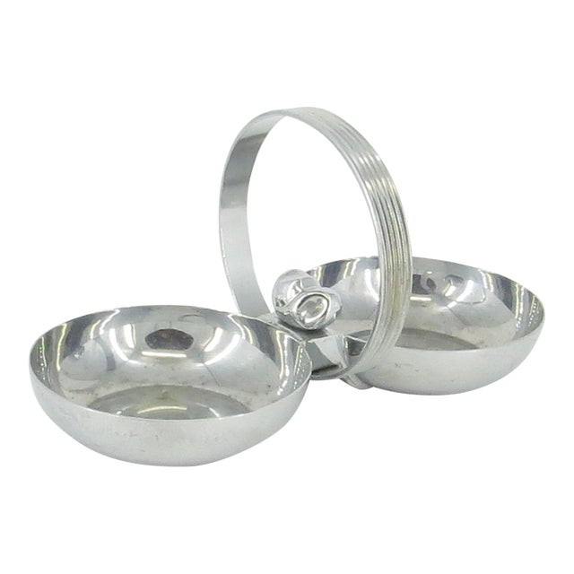 Art Deco Chrome Nut Dish With Handle by Chase For Sale