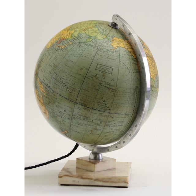 Vintage Art Deco Illuminated Globe from Girard & Barrère, 1940s For Sale - Image 4 of 14