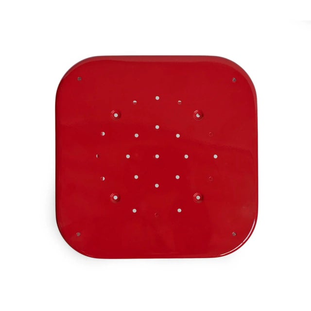Vintage Cherry Red Iron Stool For Sale - Image 4 of 5