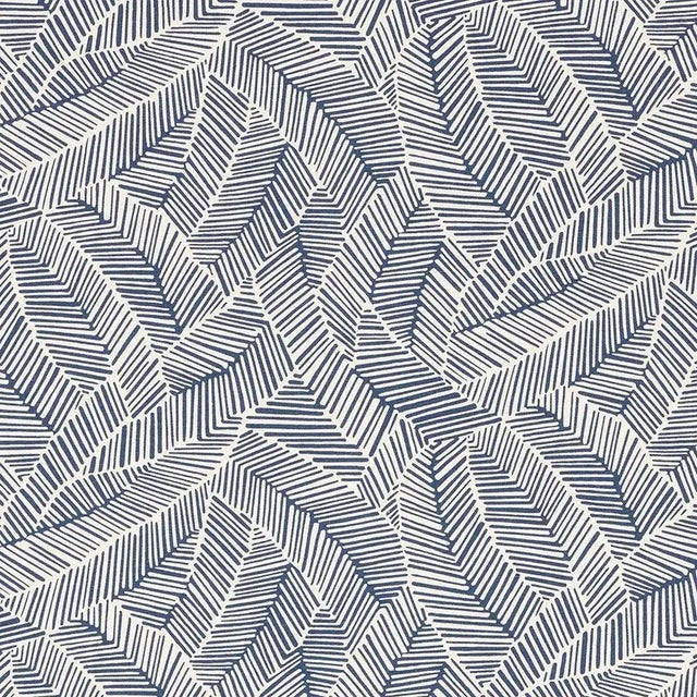 Sample- Schumacher Abstract Leaf Fabric in Navy For Sale