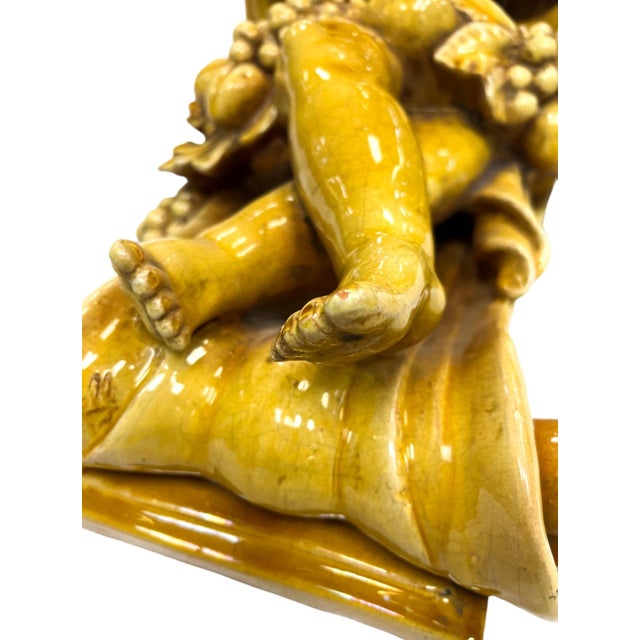 Ceramic Early 20th Century Italian Baroque Revival Glazed Majolica Cherub Wall Bracket For Sale - Image 7 of 11