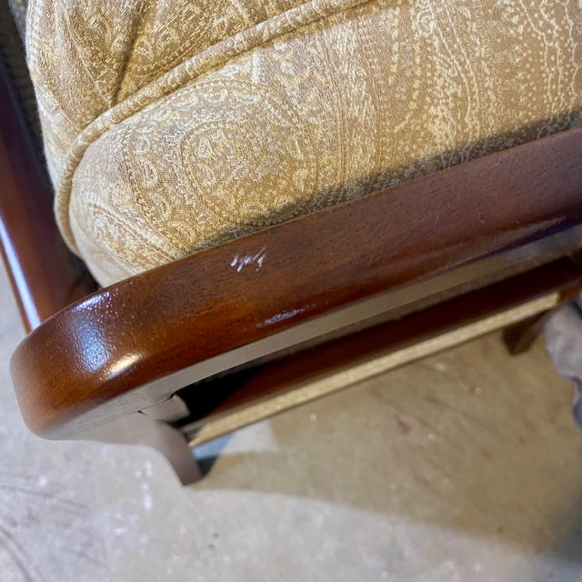 Textile Vintage Cane Side Lounge Chair Upholstered For Sale - Image 7 of 18