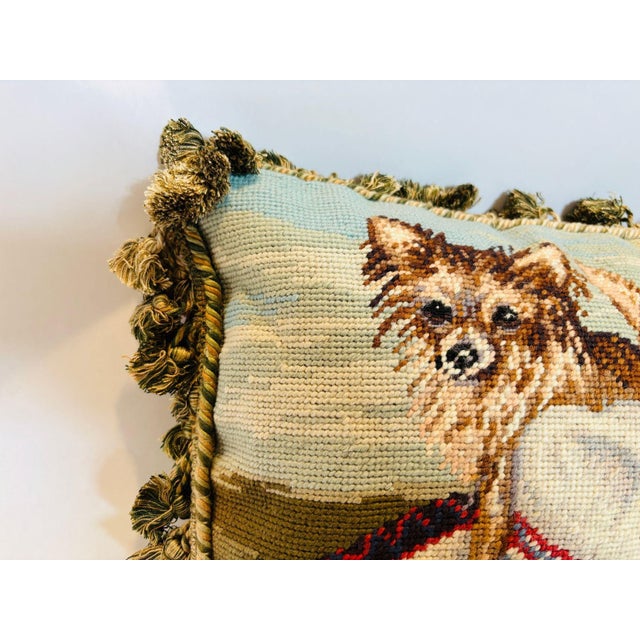 Vintage Throw Decorative Needlepoint Chihuahua Dogs Design Pillow For Sale - Image 4 of 11