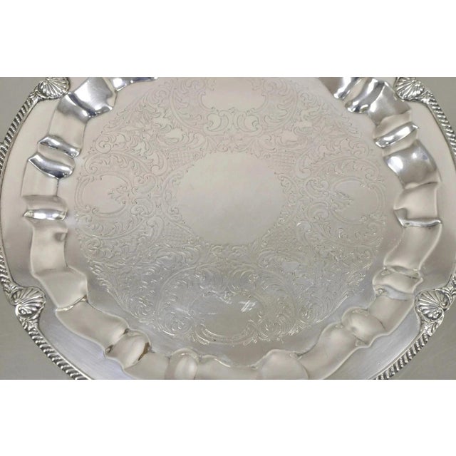 Silver Vintage Federal Silver Co Silver Plated Round Twin Handle Bar Platter Tray For Sale - Image 8 of 12