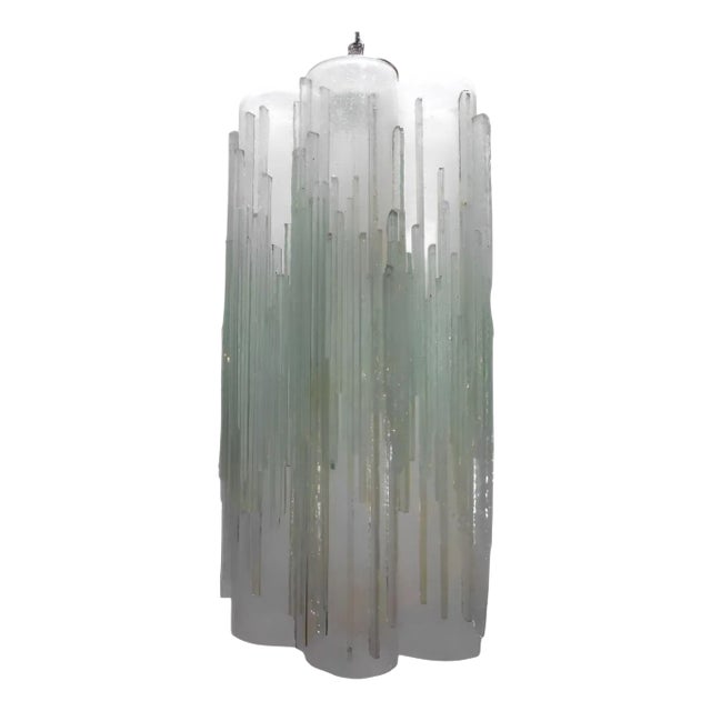 Vintage Pendant With Frosted Murano Glass Tubes Designed by Poliarte, Italy, 1970s For Sale