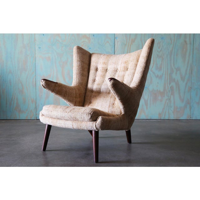 1950s 1950s Hans J. Wegner Papa Bear Ap19 Chair and Ottoman Teak and Boucle For Sale - Image 5 of 15