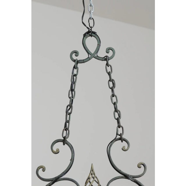 19th Century French Six-Light Iron Chandelier with Spiral and Scrolling Arms For Sale - Image 10 of 13