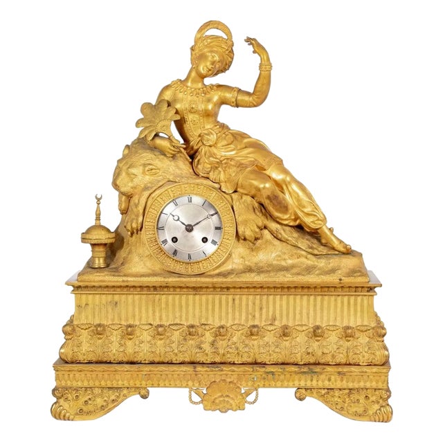Charles X Gilt Bronze Figural Mantel Clock For Sale