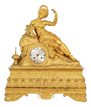 Charles X Gilt Bronze Figural Mantel Clock