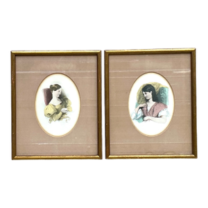 Vintage Portrait Engravings in Gilt Frames - Set of 2
