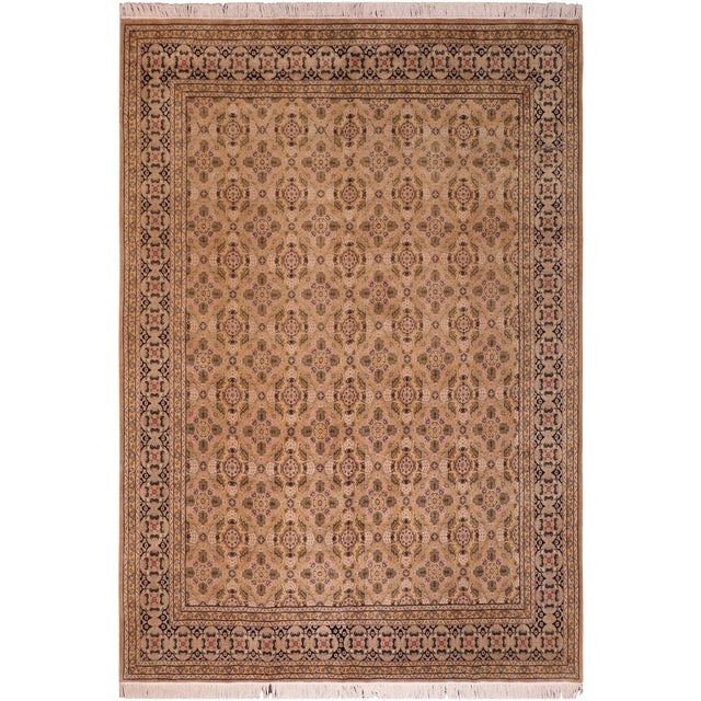 Elegant Gulzar Pak-Persian Gold/Black Wool Rug - 8'1'' X 10'1'' For Sale - Image 9 of 9
