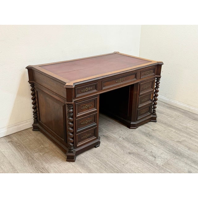 Antique Oak Desk For Sale - Image 10 of 12