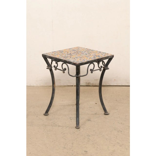 Mid 20th Century Mid 20th Century Iron Side Table with Mosaic Tile Top For Sale - Image 5 of 12