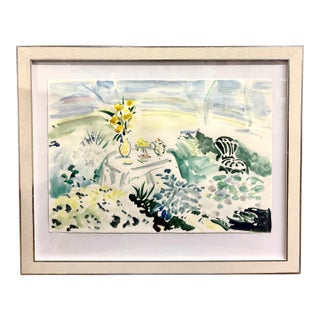 Afternoon Tea, by Acclaimed Beverly Erschell Original Water Color Piece Garden Scene For Sale