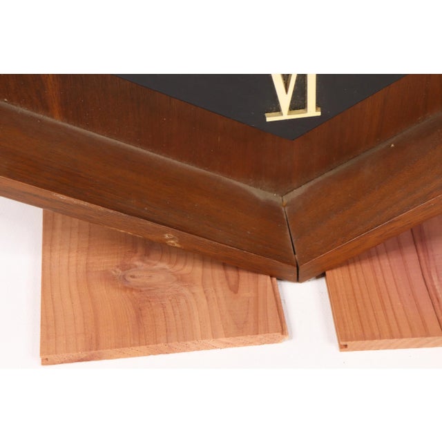 1970s Mid Century Modern Howard Miller Wood Roman Numeral Wall Clock Usa For Sale - Image 10 of 11