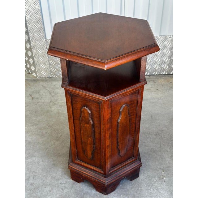 Wood 20th Century Hexagonal Side Table in Mahogany Wood, 1950s For Sale - Image 7 of 18