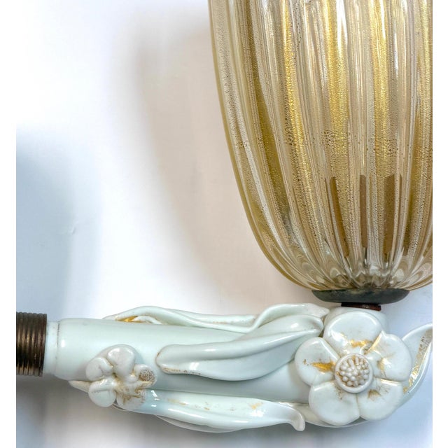 Pair Extraordinary Italian Barovier & Toso Murano Glass Floral Sconces, 1940s For Sale In West Palm - Image 6 of 18