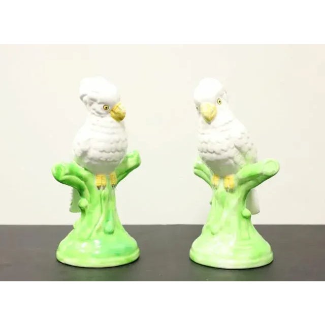 White Italian Ceramic White Parrots - Pair For Sale - Image 8 of 8
