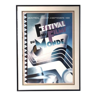 1989 Original Festival Des Films Du Monde Vintage Framed Poster For Sale