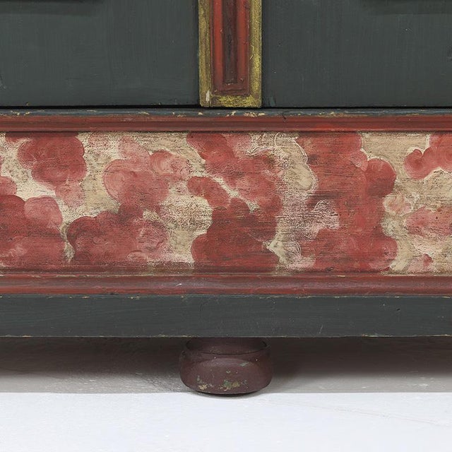 Folk Art Painted Rustic Farmhouse Bridal Cabinet For Sale - Image 11 of 14