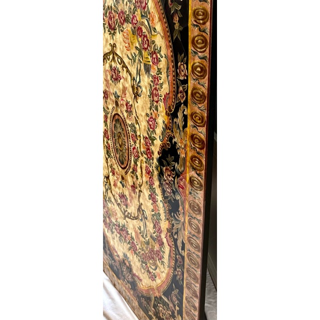 2010s Maitland-Smith Hand-Painted Faux Tapestry Wood Wall Panel For Sale - Image 5 of 10