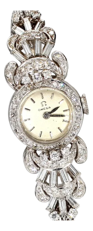 Vintage Omega 18k White Gold & Stainless Steel Women's Watch | ~2.65ctw Diamonds