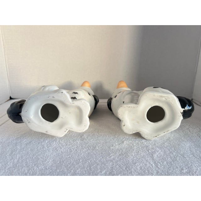 Pair of 1990s Staffordshire Style Dog Statues Mantle Figurines Gold Chain Black White For Sale - Image 9 of 11