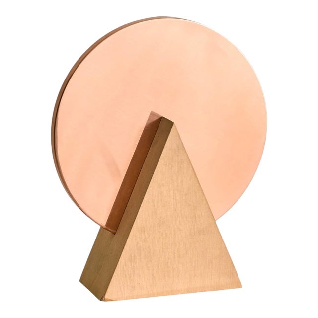 Vintage Italian Wood + Copper Triangle Sculpture by Banci Firenze For Sale