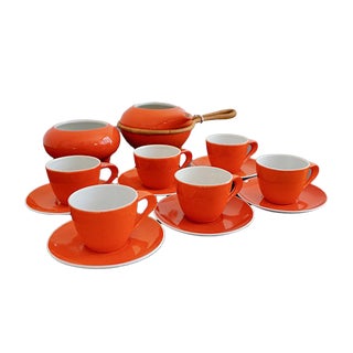 Coffee Set by János Török for Zsolnay Porcelain Manufactory, 1960s, Set of 16 For Sale