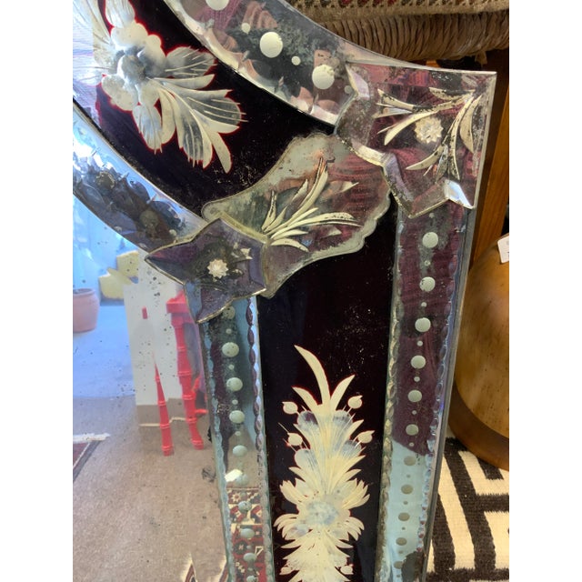 Italian 20th Century Large Etched Venetian Mirror For Sale - Image 3 of 14