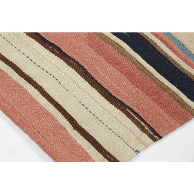 Traditional Vintage Persian Kilim With Light and Colorful Stripes - Rug & Kilim For Sale - Image 3 of 7