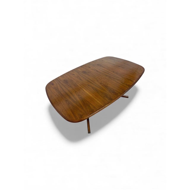 Brown Mid-Century Danish Modern Oval Walnut Dining Table For Sale - Image 8 of 9